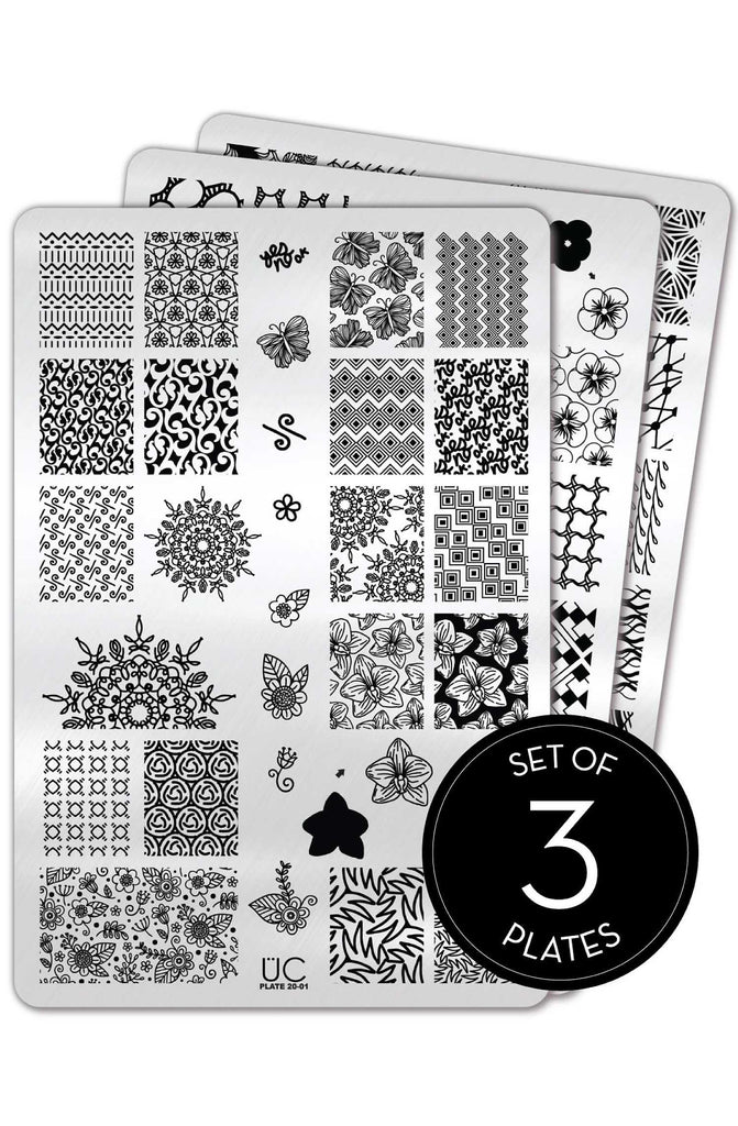 Collection 20 - UberChic Nail Stamping Plates - Includes 3 Unique Nail Stamp Plates – UberChic Beauty