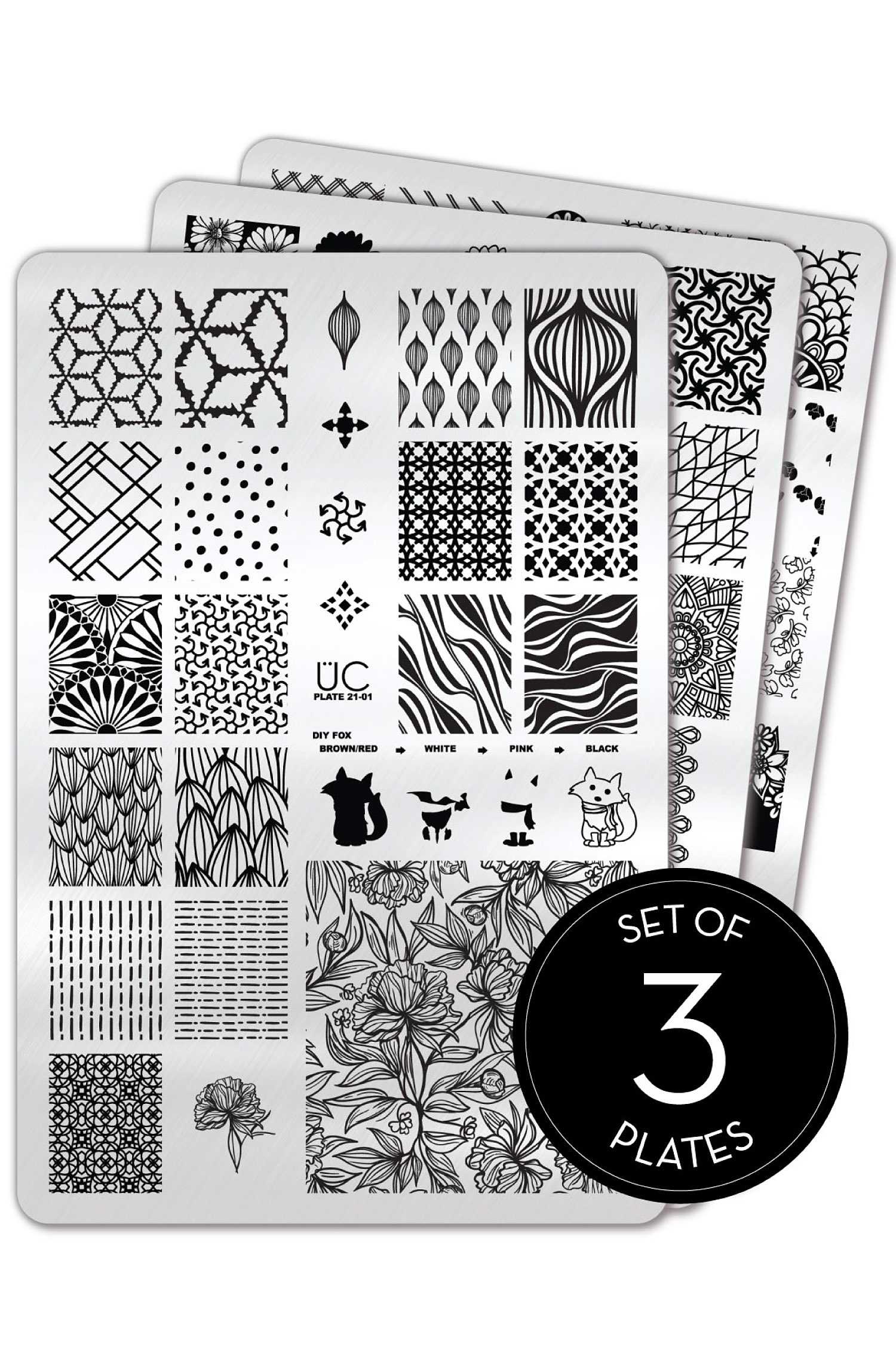 Collection 21 - UberChic Nail Stamping Plates - Includes 3 Unique 